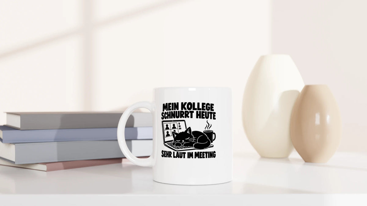 Tasse 325ml - MEIN KOLLEGE SCHNURRT HEUTE - Katze