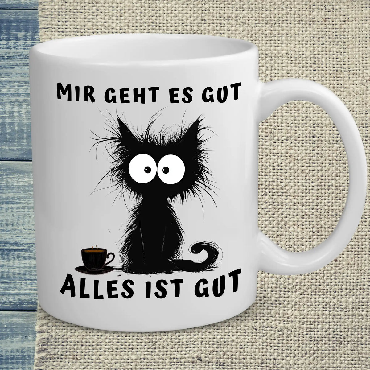 Tasse 325ml - Mir geht es gut - Katze & Kaffee