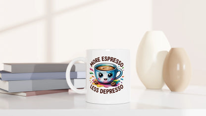 Tasse 325ml - More Espresso Less Depresso - Bunt - Kaffee
