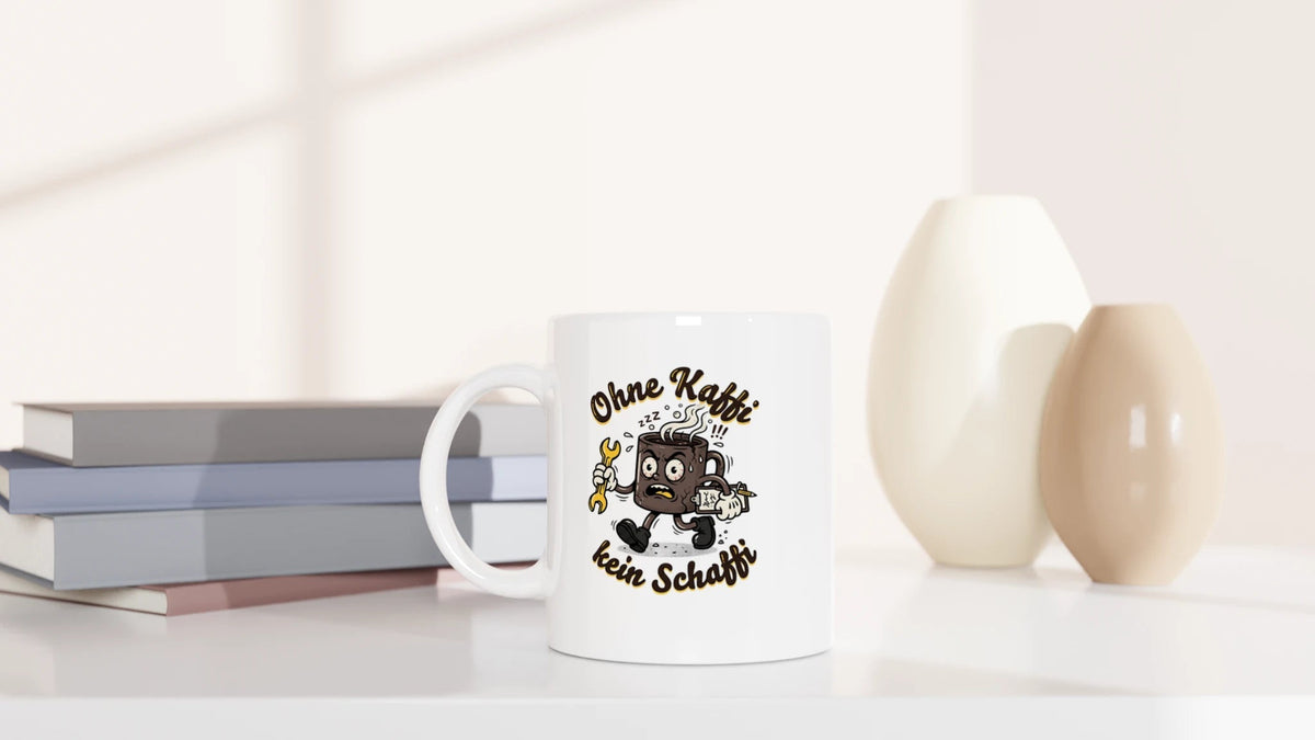 Tasse 325ml - Ohne Kaffi, kein Schaffi - Katze, Sommer