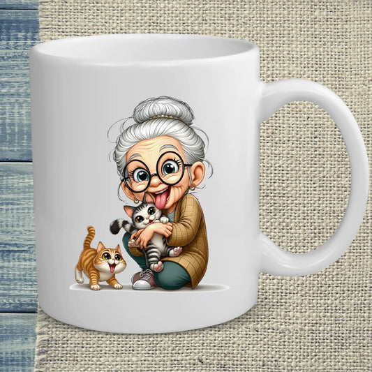 Tasse 325ml - Oma liebt Katzen - Kaffee, Cat Lady