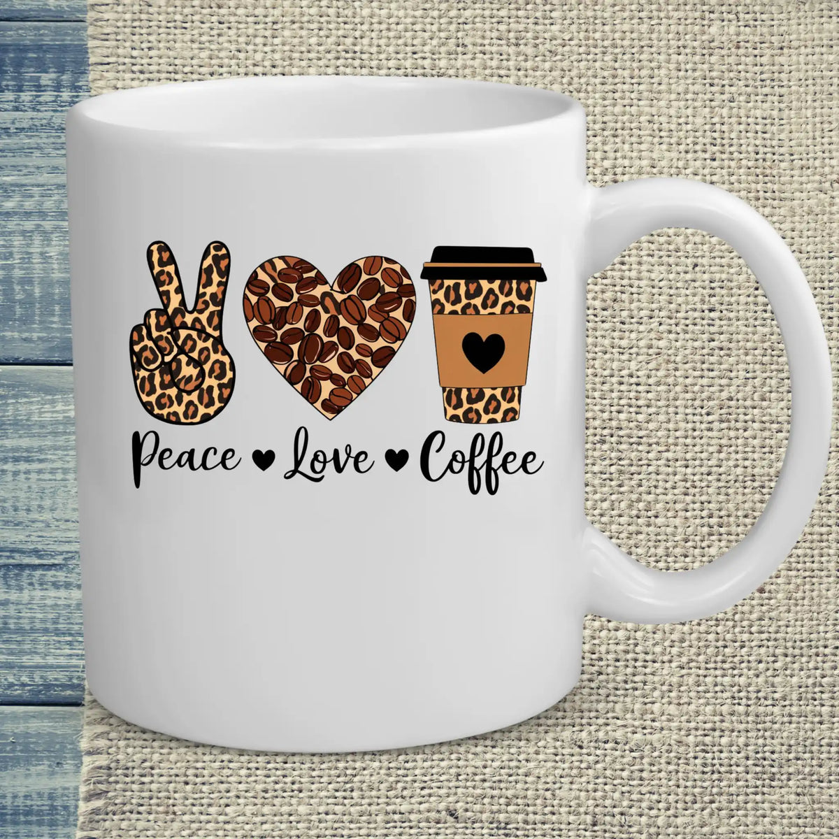 Tasse 325ml - Peace - Love - Coffee - Kaffee