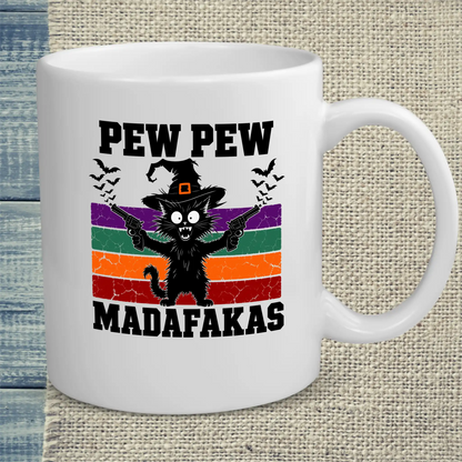 Tasse 325ml - Pew Pew - Halloween - Katze, Halloween