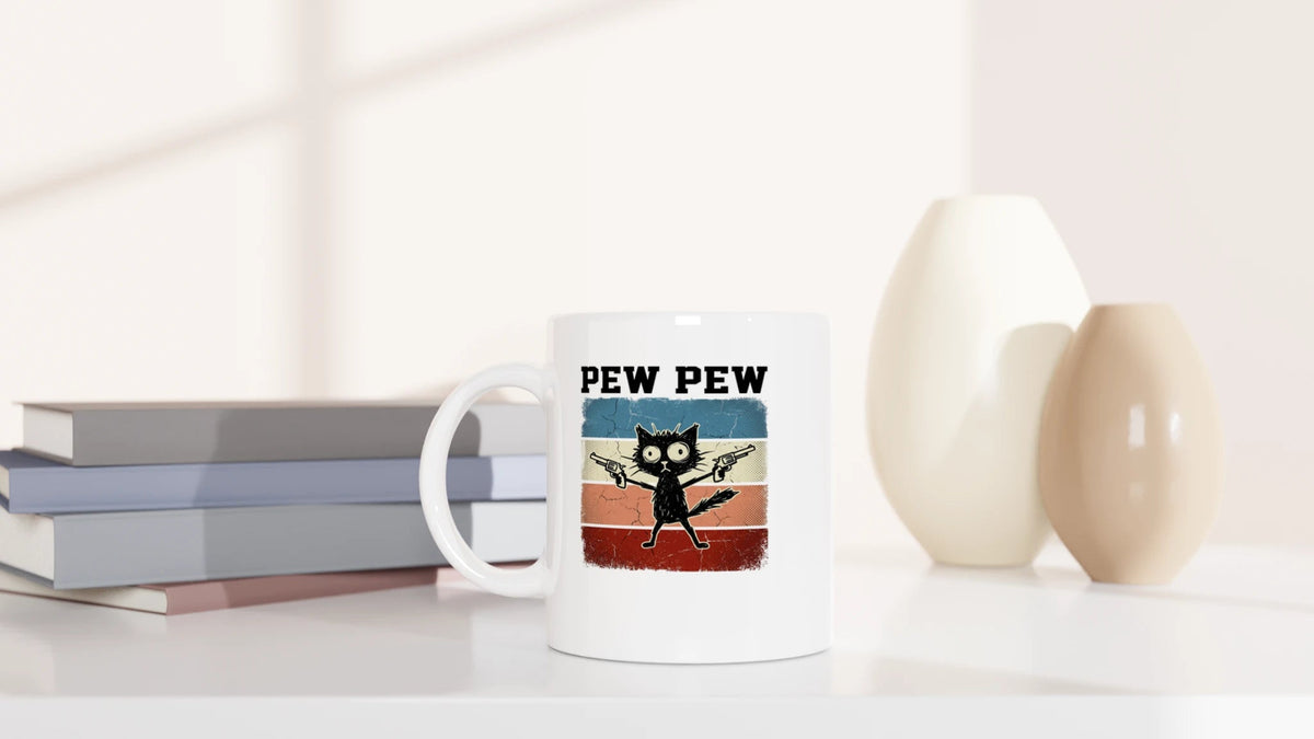 Tasse 325ml - Pew Pew - Katze, Cat Guy