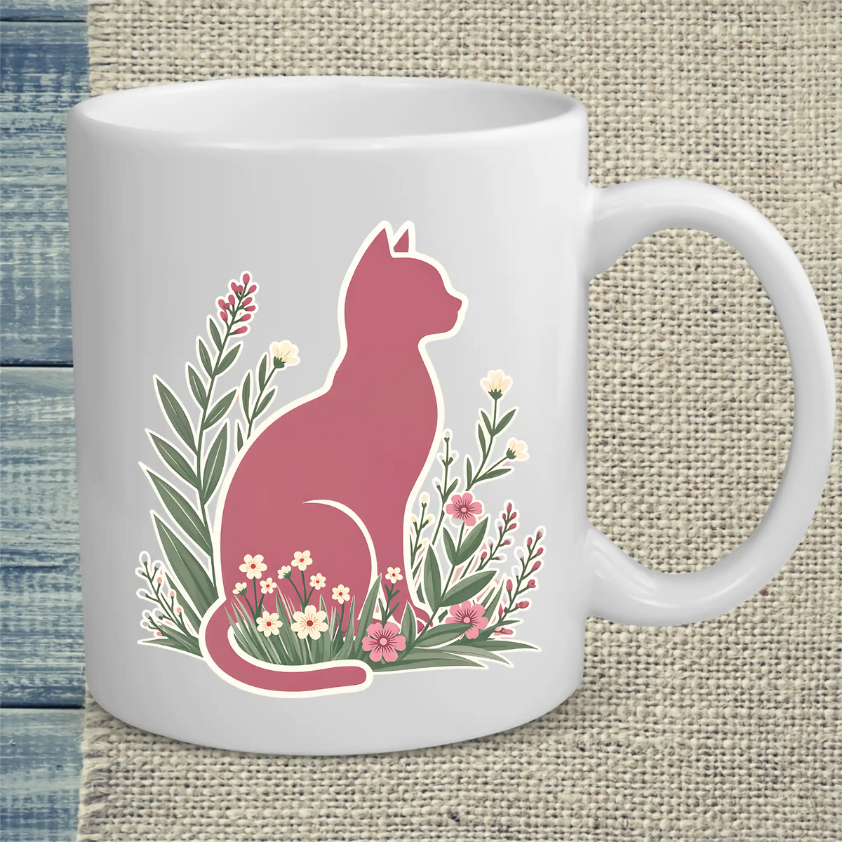 Tasse 325ml - Rosa Katze im Gras - Katze