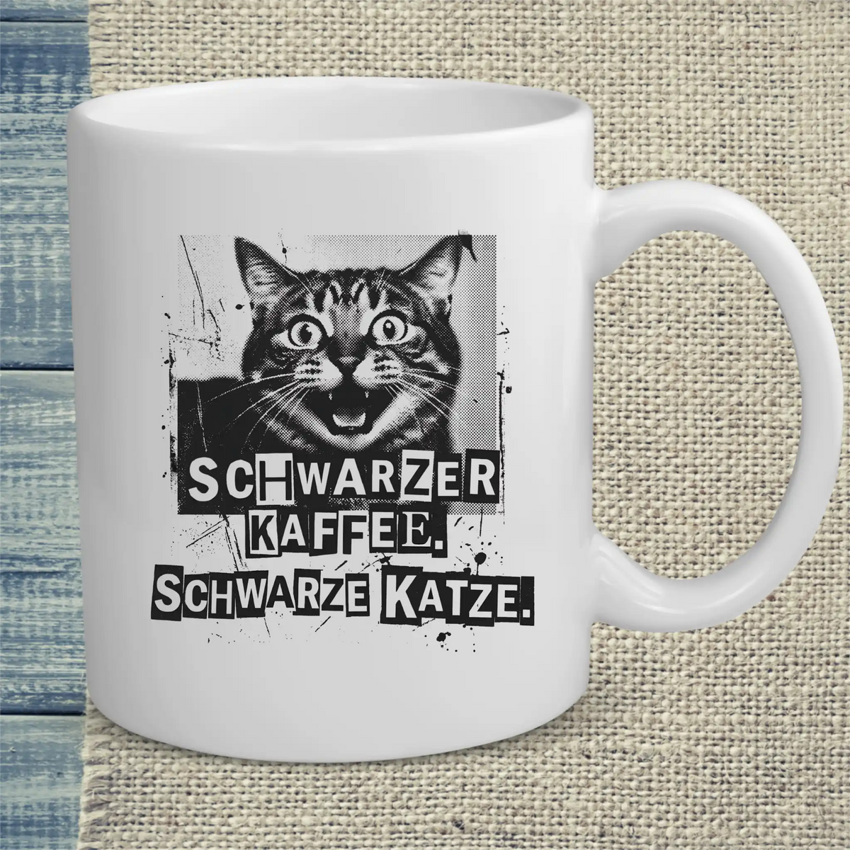 Tasse 325ml - Schwarzer Kaffee - Schwarze Katze - Katze & Kaffee