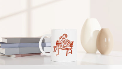Tasse 325ml - Skelett trinkt Kaffee - Kaffee