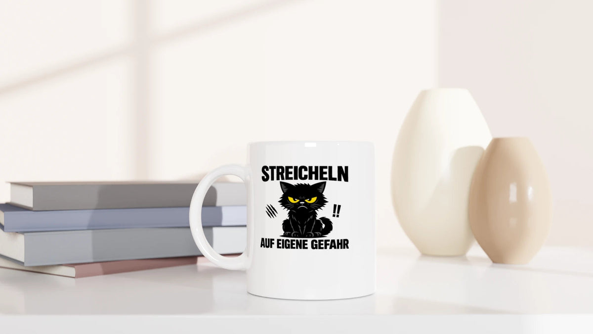Tasse 325ml - Streicheln auf eigene Gefahr - Katze