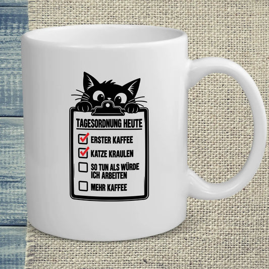 Tasse 325ml - Tagesordnung heute - Katze & Kaffee