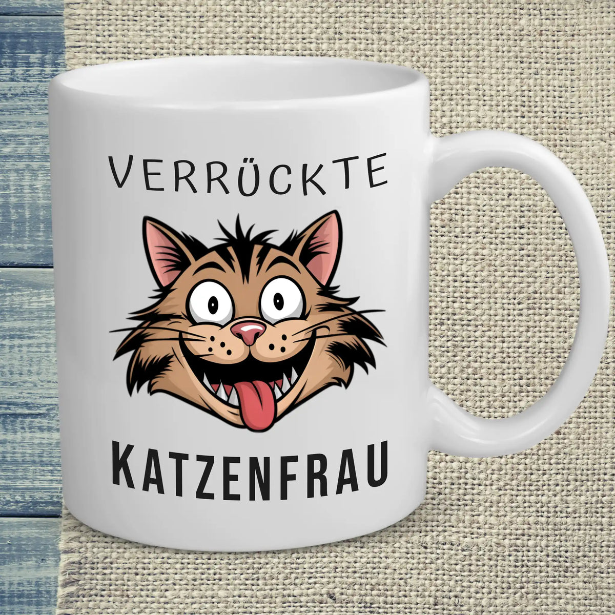 Tasse 325ml - Verrückte Katzenfrau - Kaffee, Cat Lady