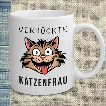 Tasse 325ml - Verrückte Katzenfrau - Kaffee, Cat Lady