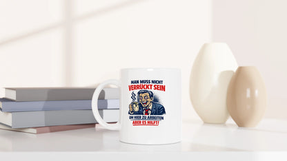 Tasse 325ml - Verrückter Arbeitsplatz - Katze & Kaffee